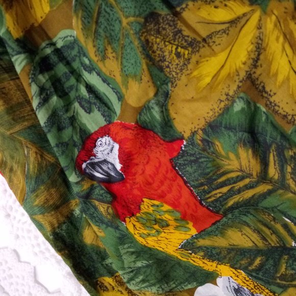 Vtg 80s Does 50s S Tiki Mini Wiggle Dress Aloha - Picture 4 of 7